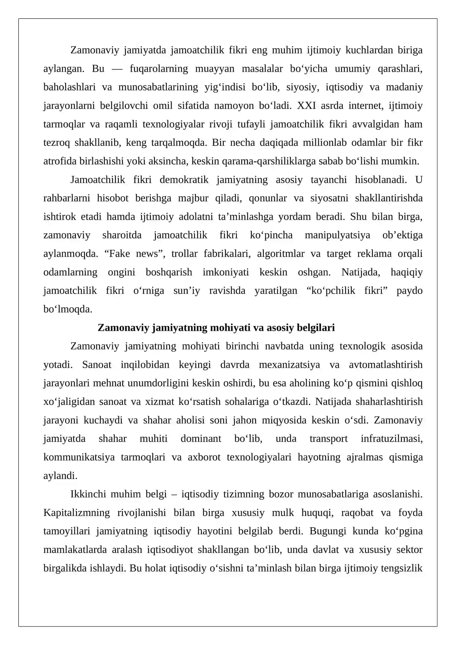 Zamonaviy jamiyat 2