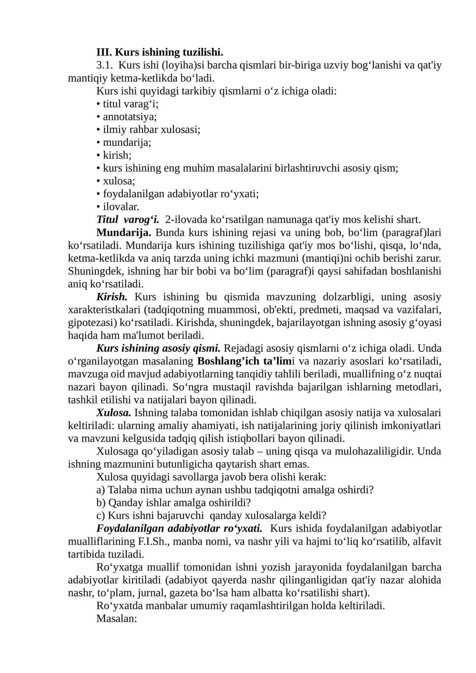 Kurs ishlari bajarilishi 2