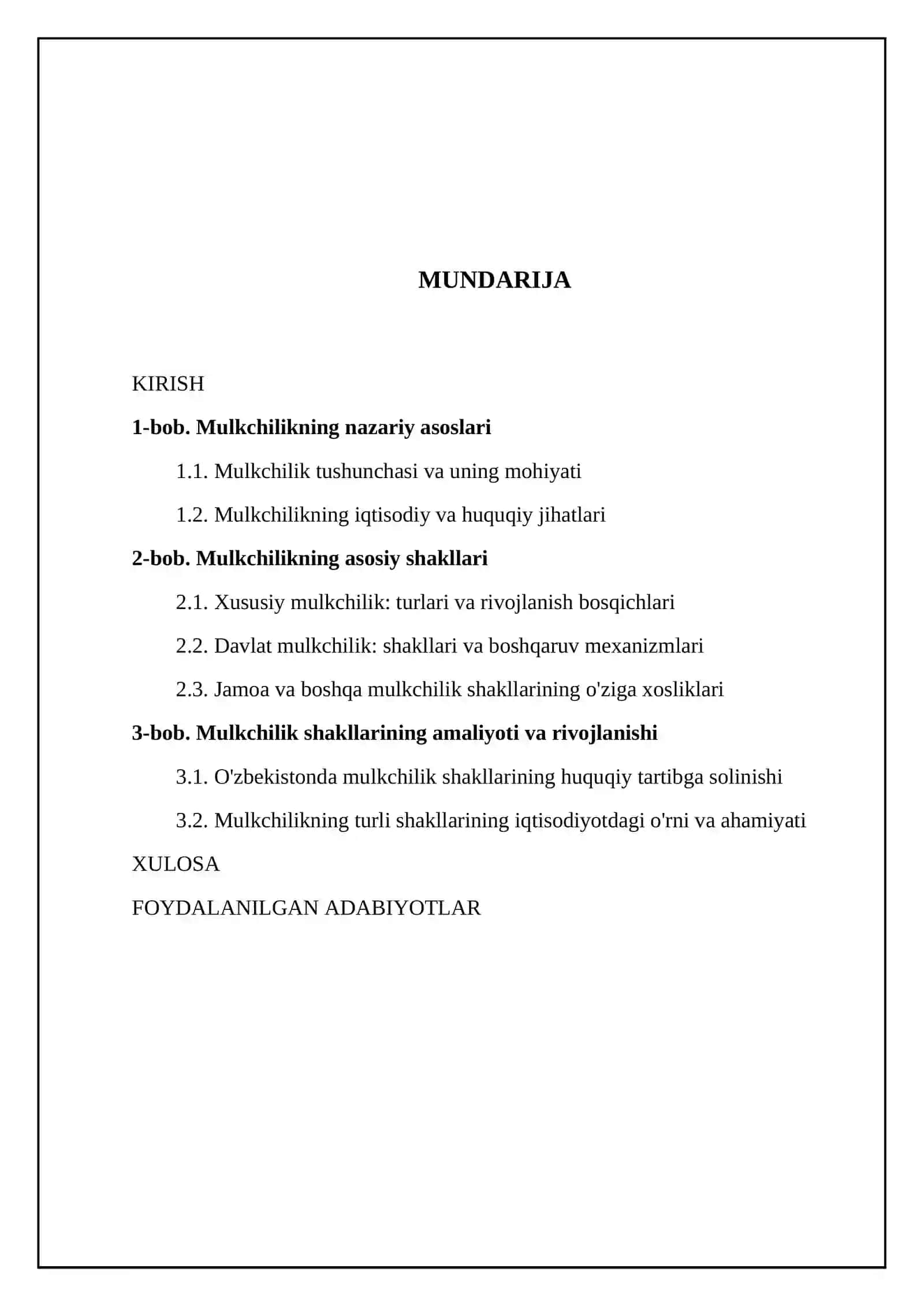 Mulkchilikning shakllari va ularning amal qilishi 2