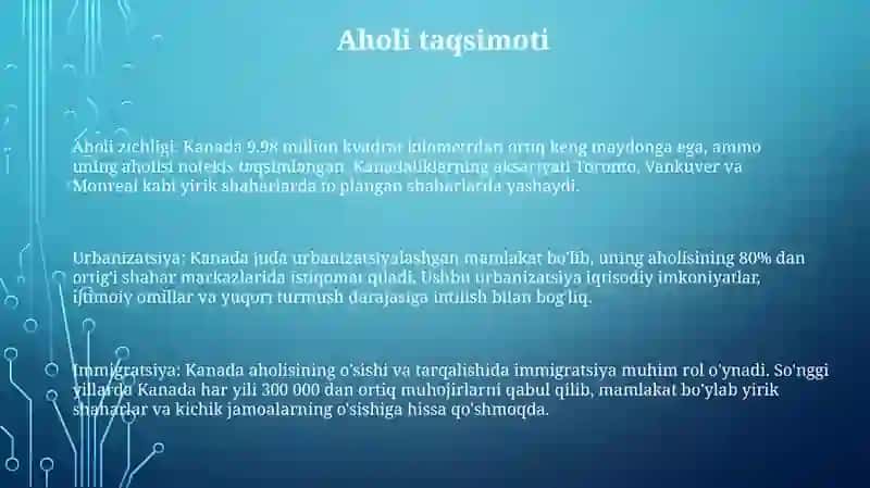 Kanada Aholisi Haqida Taqdimot 2