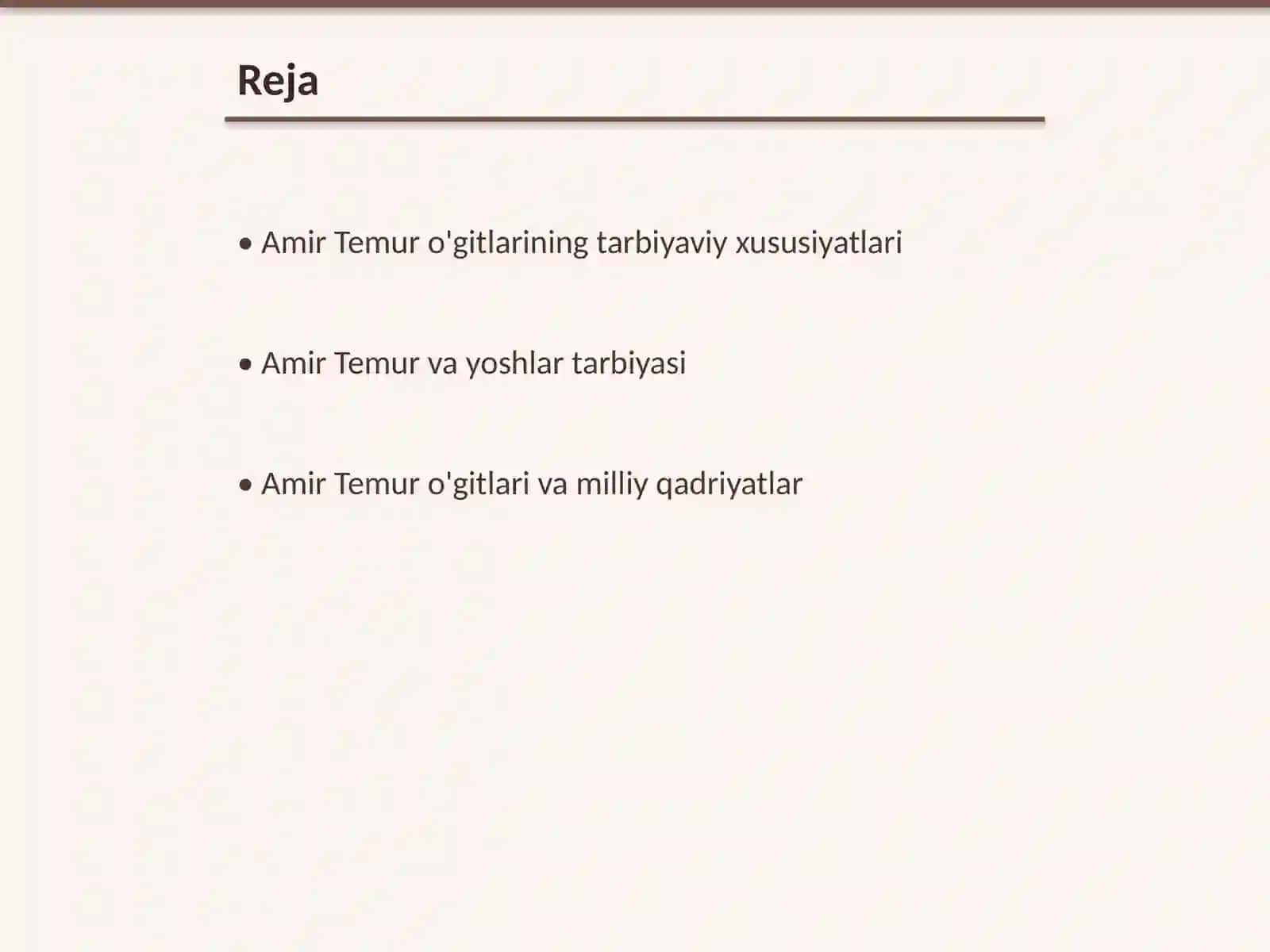 Amir Temur o'gitlarining tarbiyaviy ahamiyati (taqdimot tayyorlash) 2