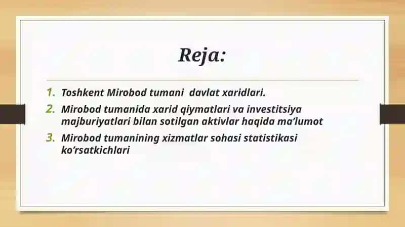 Toshkent Mirobod tumani Davlat xaridlari 2