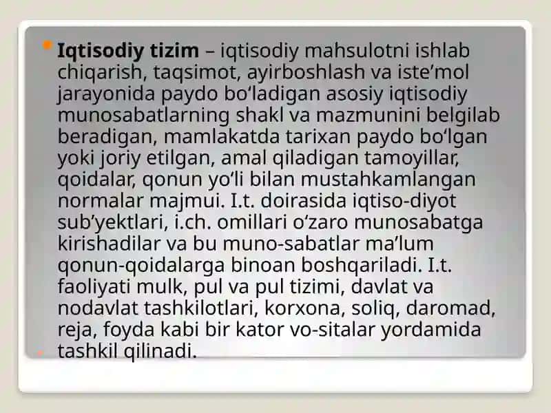Iqtisodiyot tizimlari 2