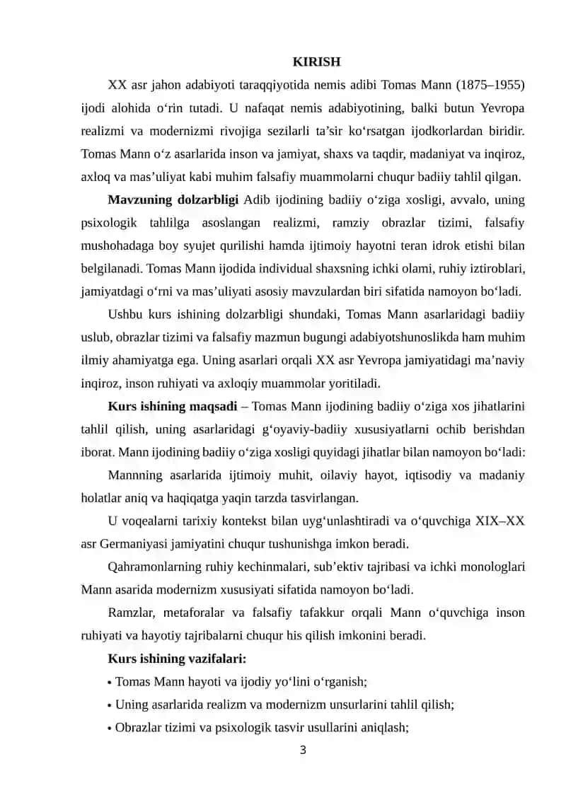 TOMAS MANN IJODINING BADIIY O'ZIGA XOSLIGI 2