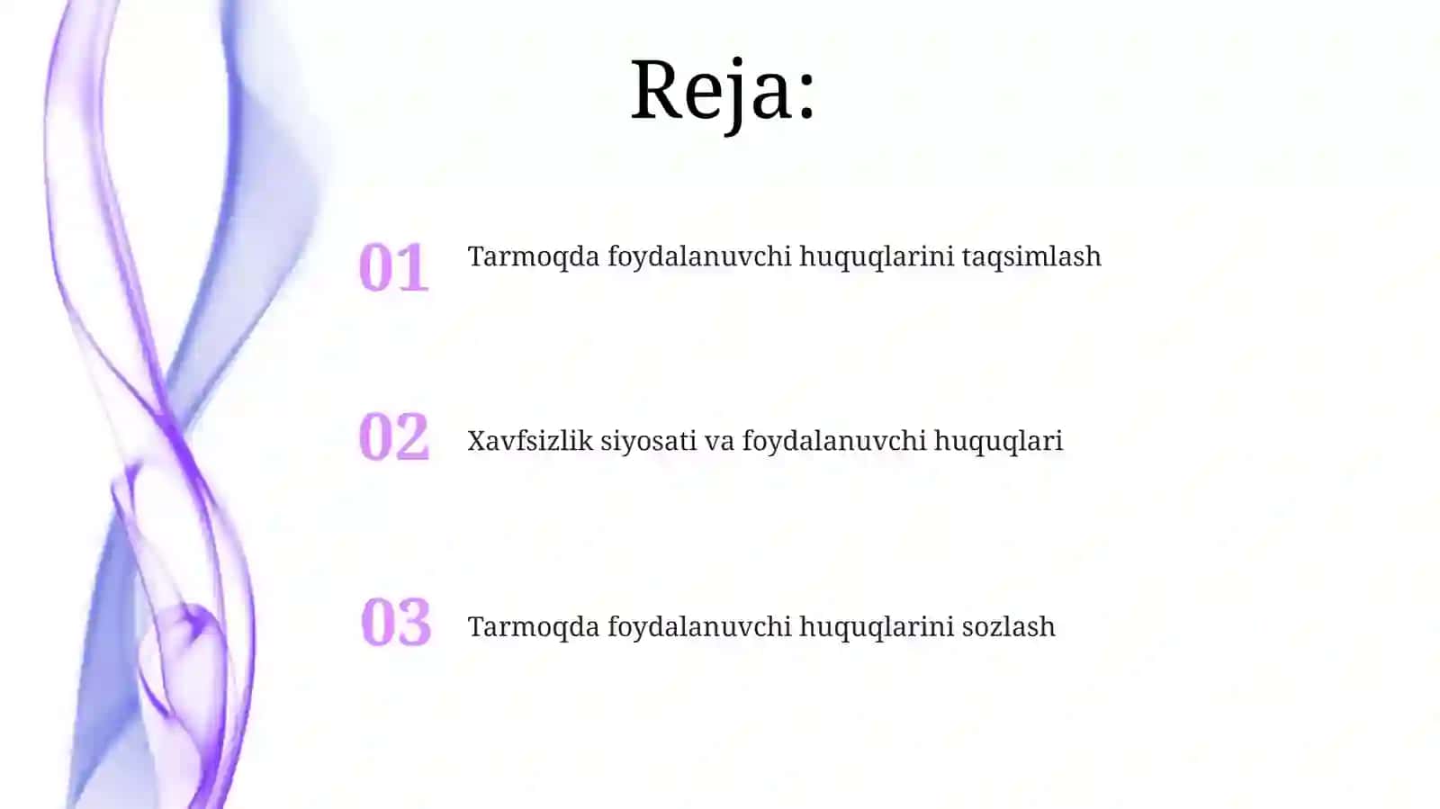 Tarmoq foydalanuvchilar huquqlarini bólishish va sozlash 2
