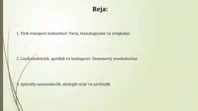 Transport qurilish sohasida yirik inshootlar 2