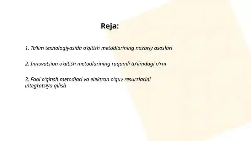 Taʼlim texnologiyasida oʻqitish metodlarining oʻrni va ahamiyati 2
