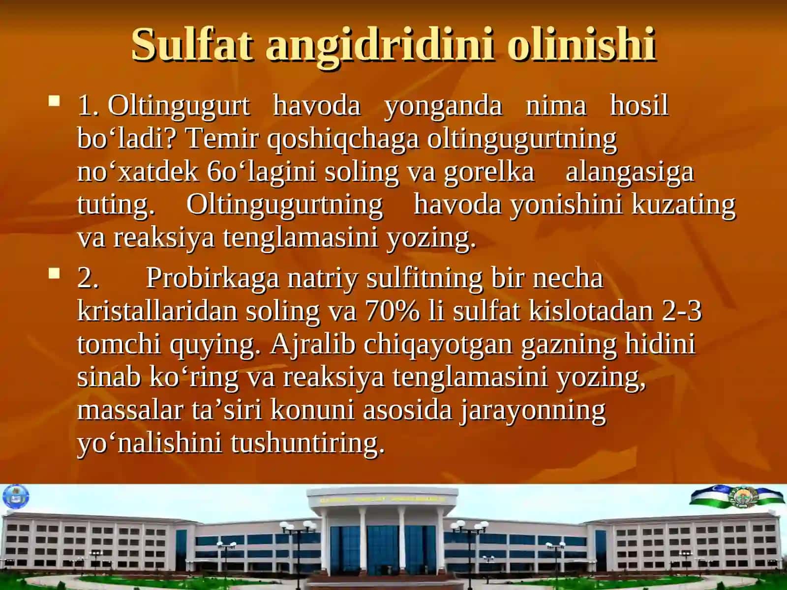 Sulfat angidridining olinishi 2