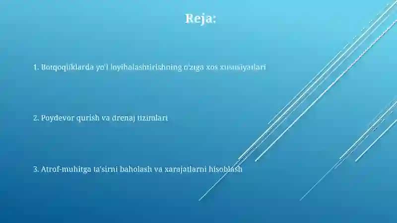 Botqoqliklarda yo‘llarni loyihalashning o‘ziga xosliklari (Taqdimot tayyorlash) 2