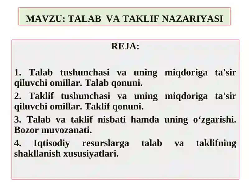 TALAB VA TAKLIF NAZARIYASI 2