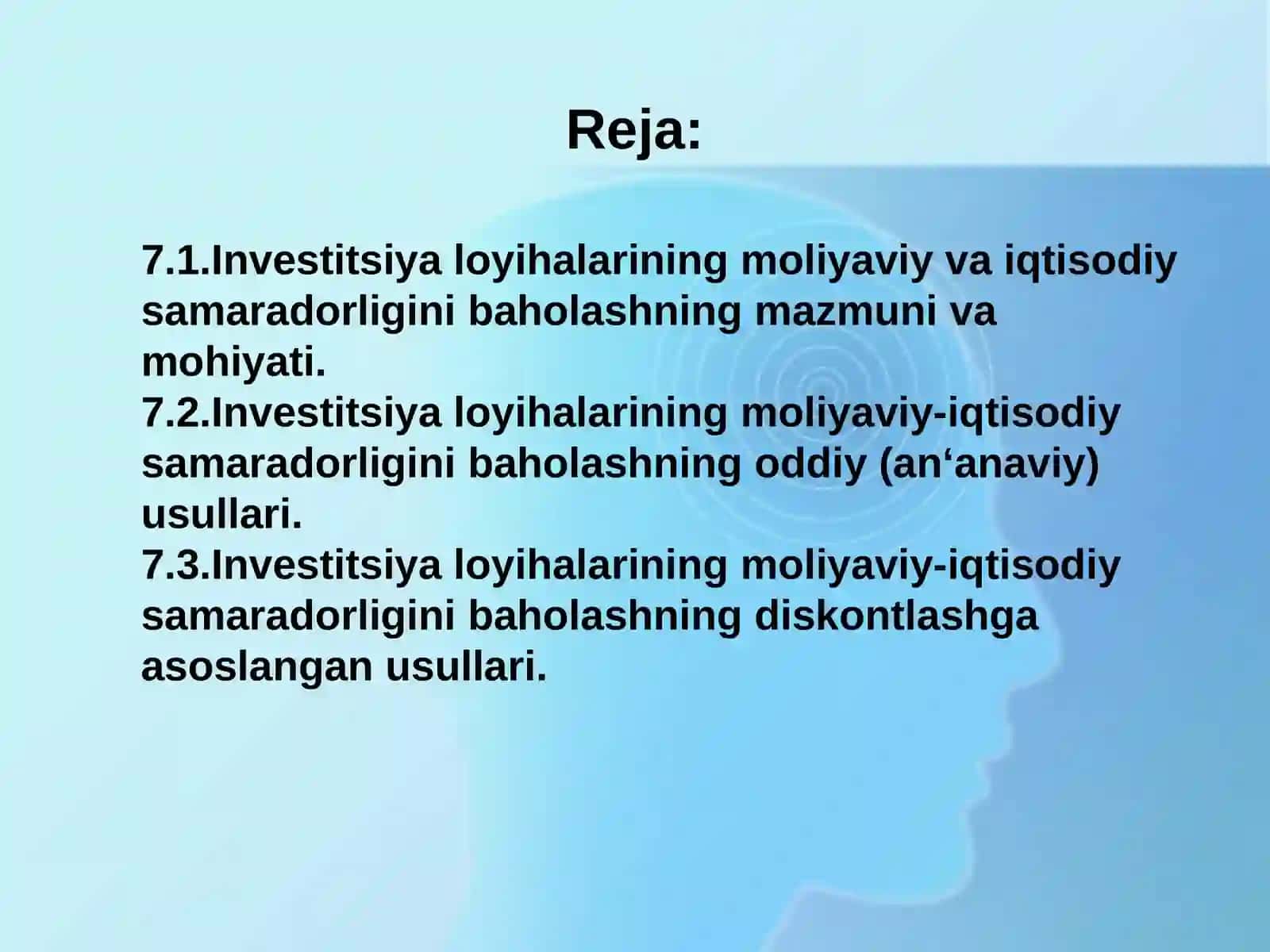 Investitsiya loyihalarining moliyaviy va iqtisodiy samaradorligini baholash 2