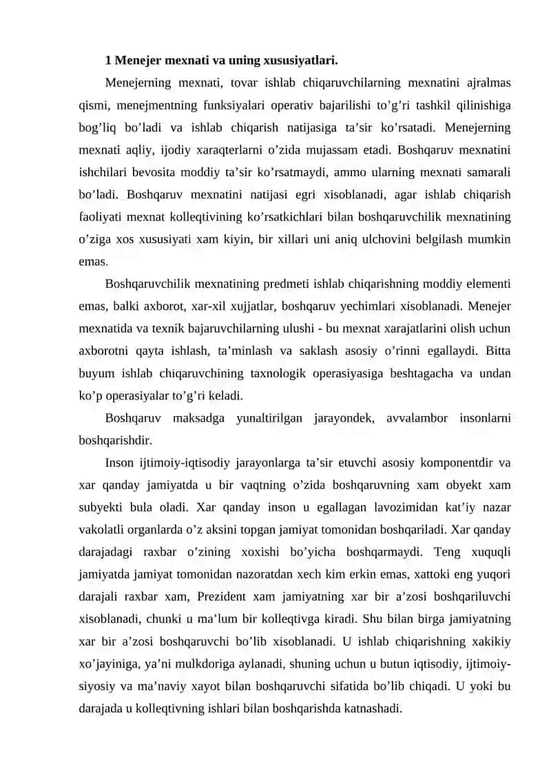 Menejment tizimida menejerlar faoliyatini tashkil etish 2