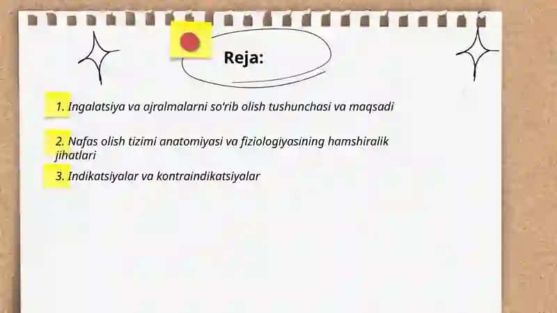 Ingalatsiya va ajralmalarni so'rib olishda bemorga hamshiralik parvarishi 2