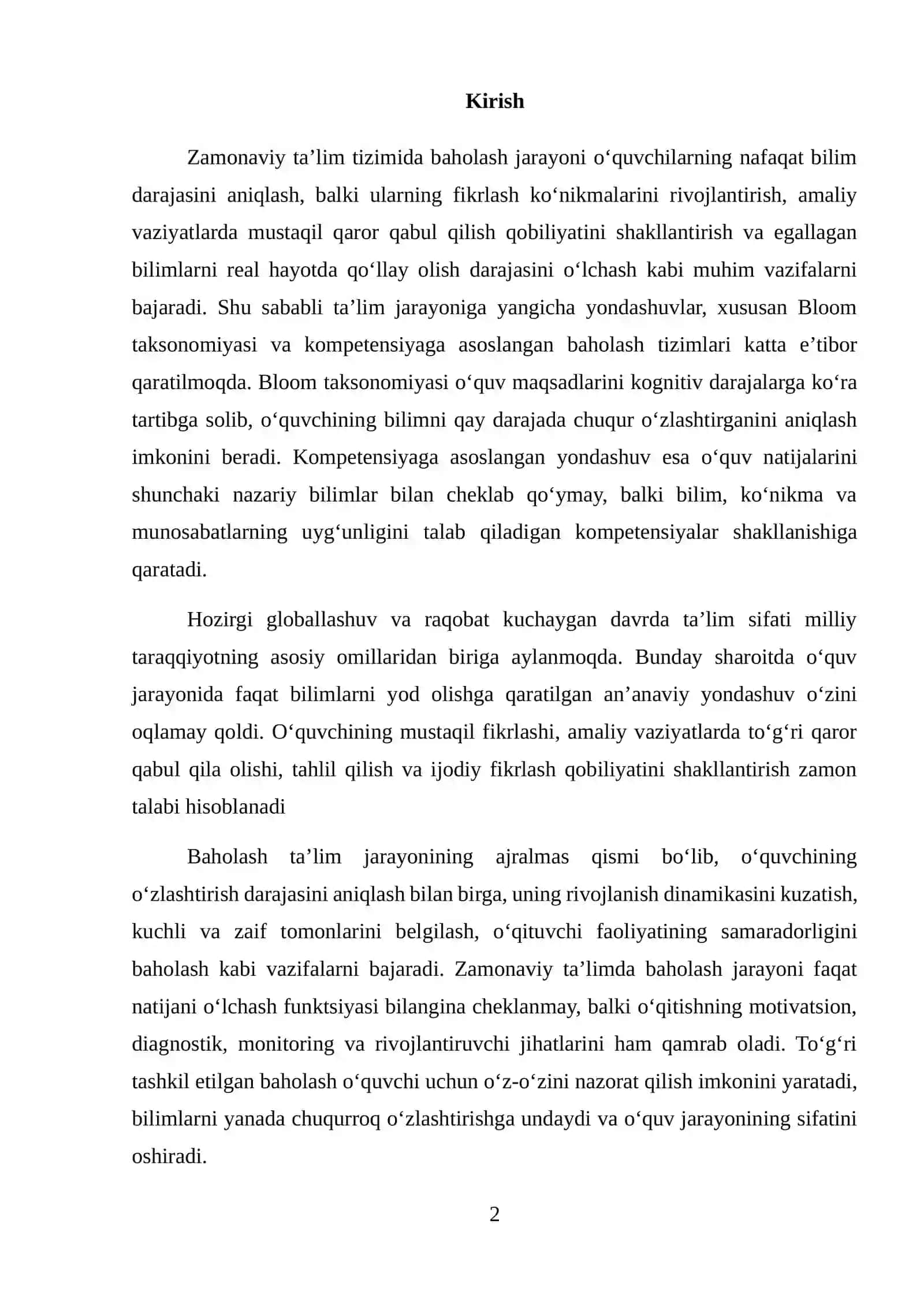 Blum taksonomiyasi asosida baholash va kompetensiyaga asoslangan yondashuvning asosiy tamoyillari 2