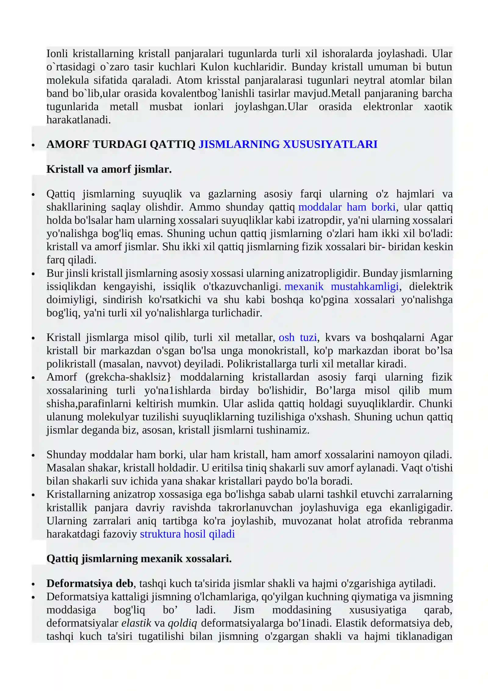 Krisstall va amorf jismlarning mehanik hossalari 2