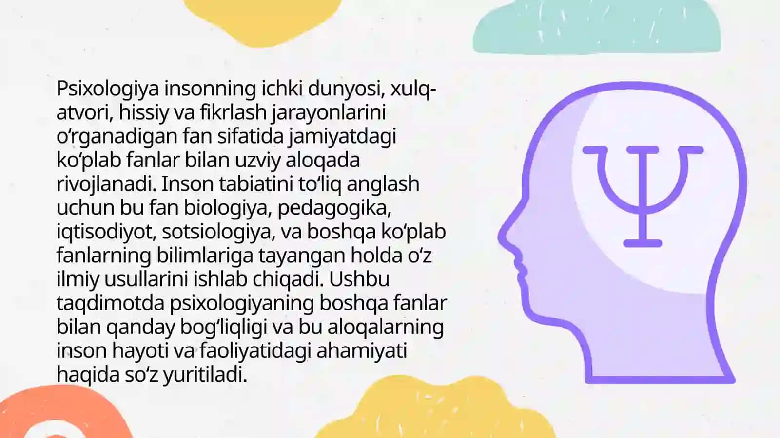 Psixologiya fanining boshqa fanlar bilan aloqasi 2