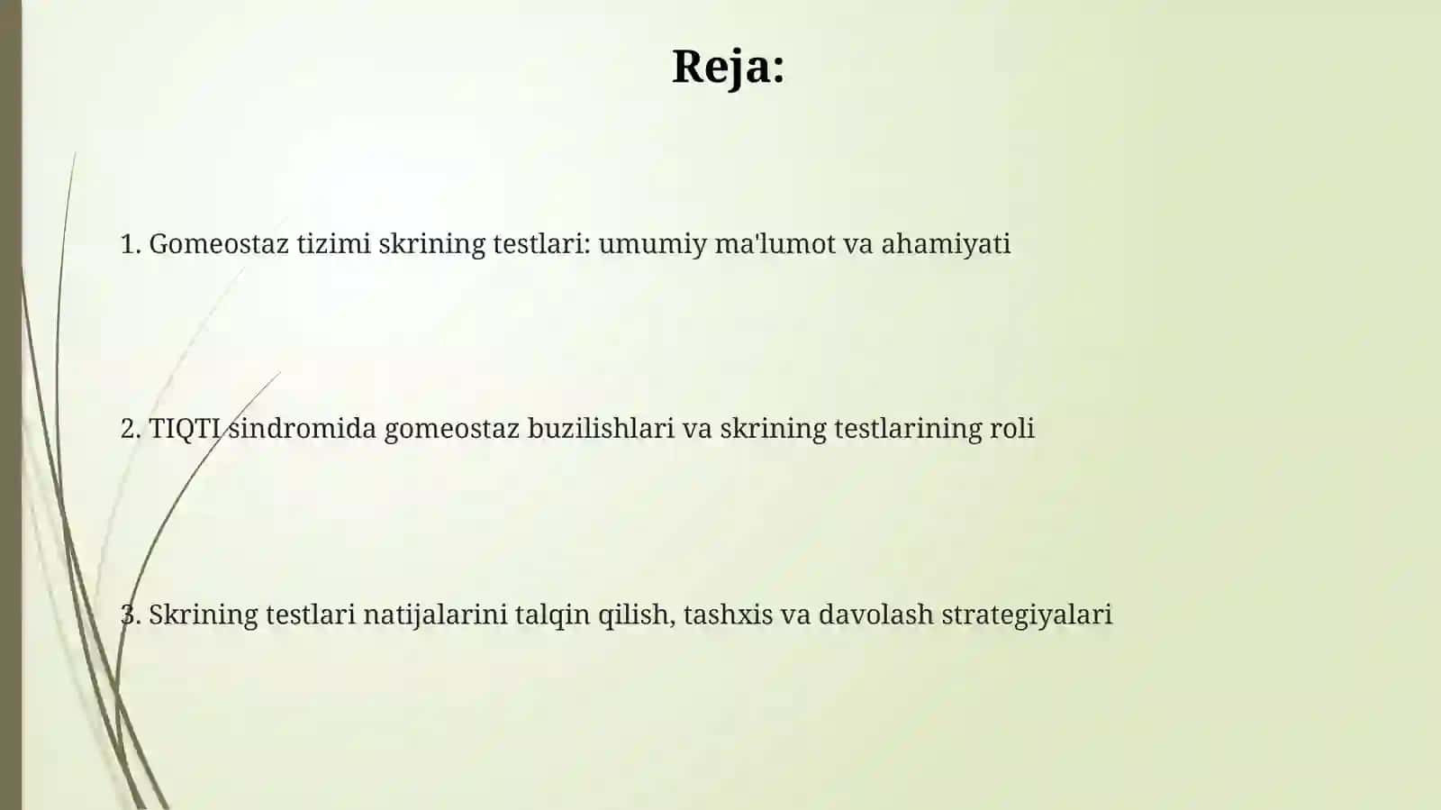 Gomeastaz sistemasining sikrin testlari va ularning TIQTI sindromida 2