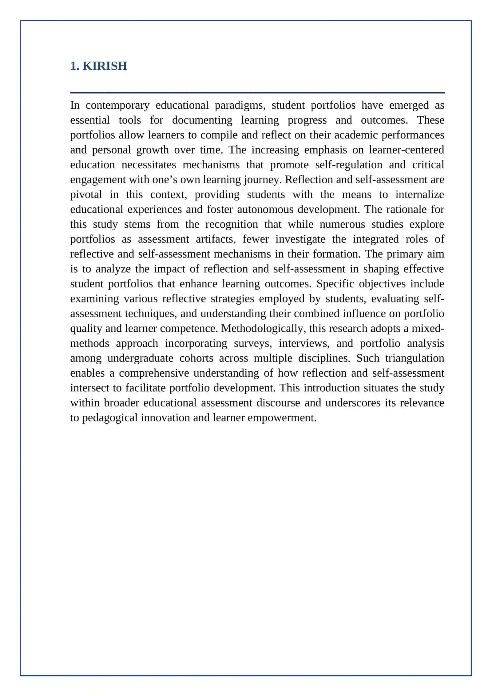 The Role of Reflection and Self-Assessment Mechanisms in the Formation of Student Portfolios 2