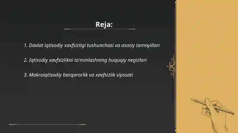 Davlatning iqtisodiy xavfsizlikni ta'minlash siyosati 2