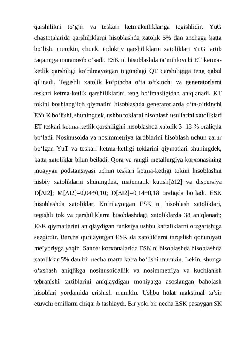 4-Amaliy mashg’ulot. Elektr energiyasi sifatini oshirish chora-tadbirlari ishlab chiqish. 2