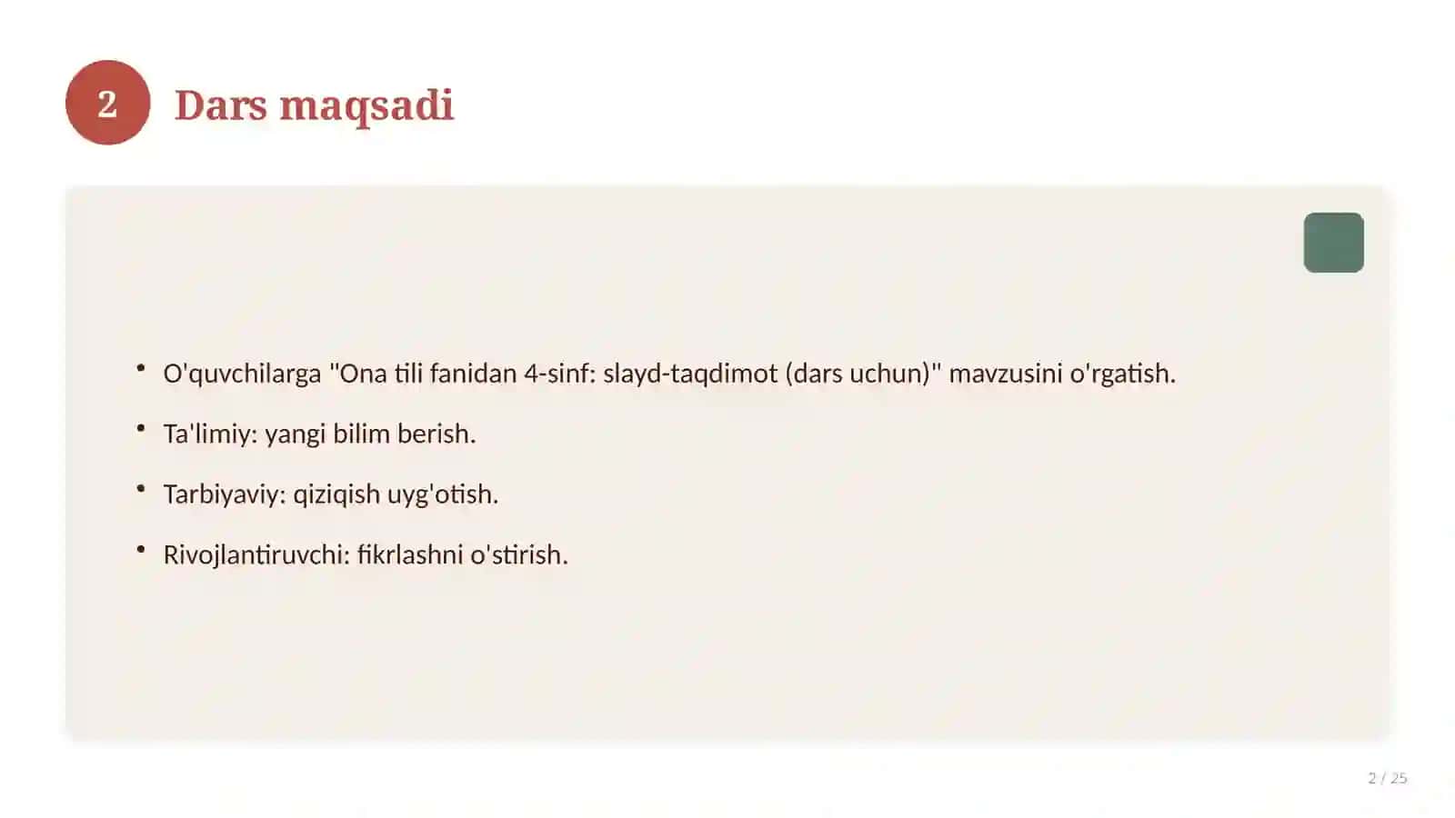 Ona tili fanidan 4-sinf: slayd-taqdimot (dars uchun) 2
