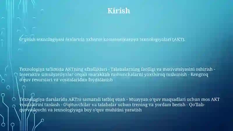 Texnologiya Darslarida Axborot Kommunikatsion Texnalogiyadan Foydalanish 2