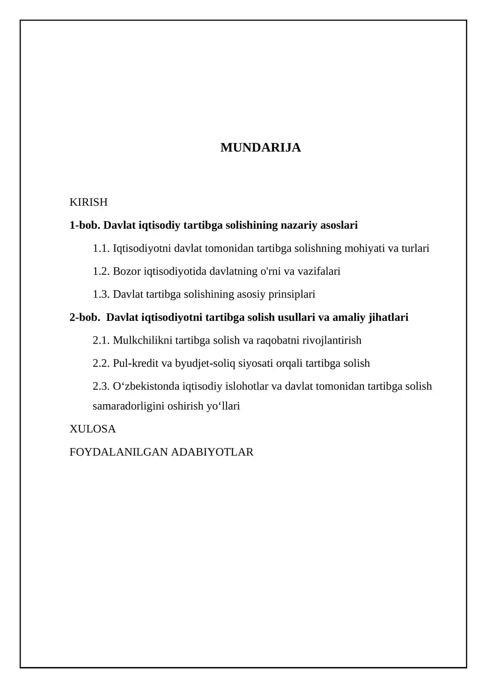Iqtisodiyotni davlat tomonidan tartibga solishning mohiyati va zarurligi 2