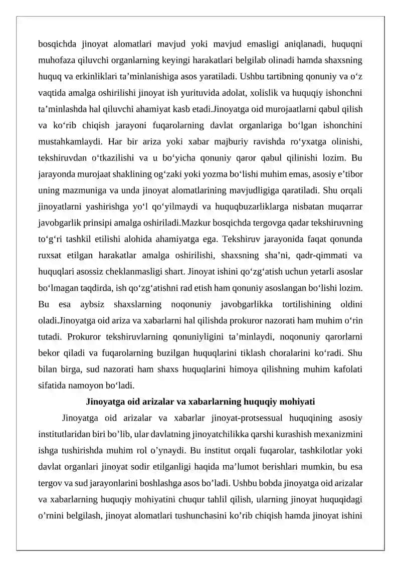 Jinoyatga oid arizalar, xabarlar va boshqa ma’lumotlarni hal qilish tartibi 2