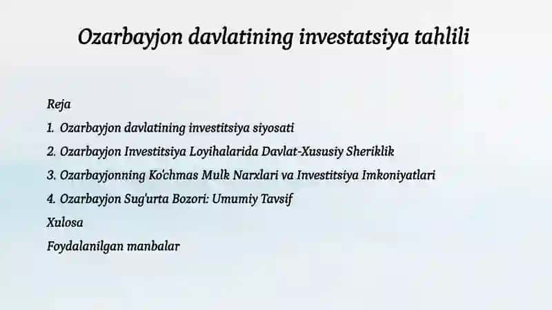 Ozarbayjonning Ko'chmas Mulk Narxlar va Investitsiya Imkoniyatlari 2