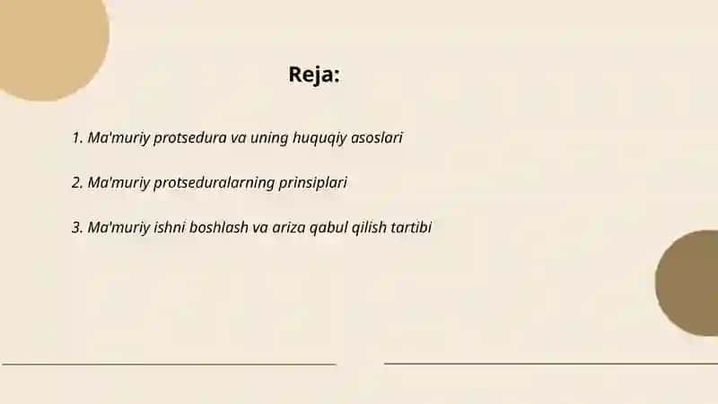 Ma'muriy protseduralar qoidalari 2