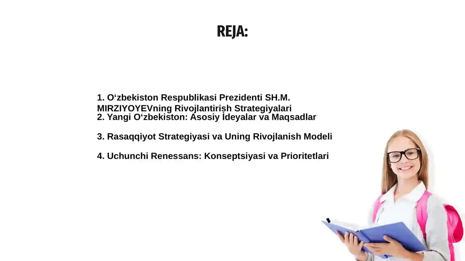 Oʻzbekiston respublikasi prezidenti SH.M.MIRZIYOYEVNING yangi Oʻzbekiston raraqqiyot strategitasikitobida rivojlanish modeli va uchunchi renessans tushunchalari 2