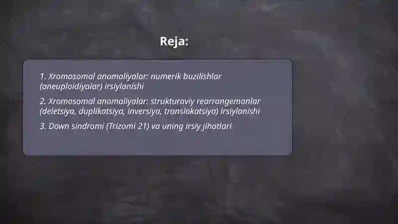 Irsiy kasaliklar xromosom kasaliklar irsiylanishi 2