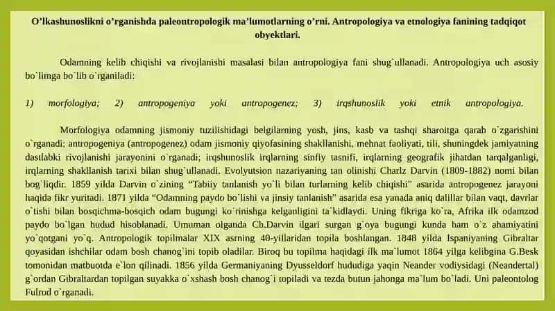 PALEONTROPOLOGIK VA ETNOGRAFIK MA’LUMOTLAR 2