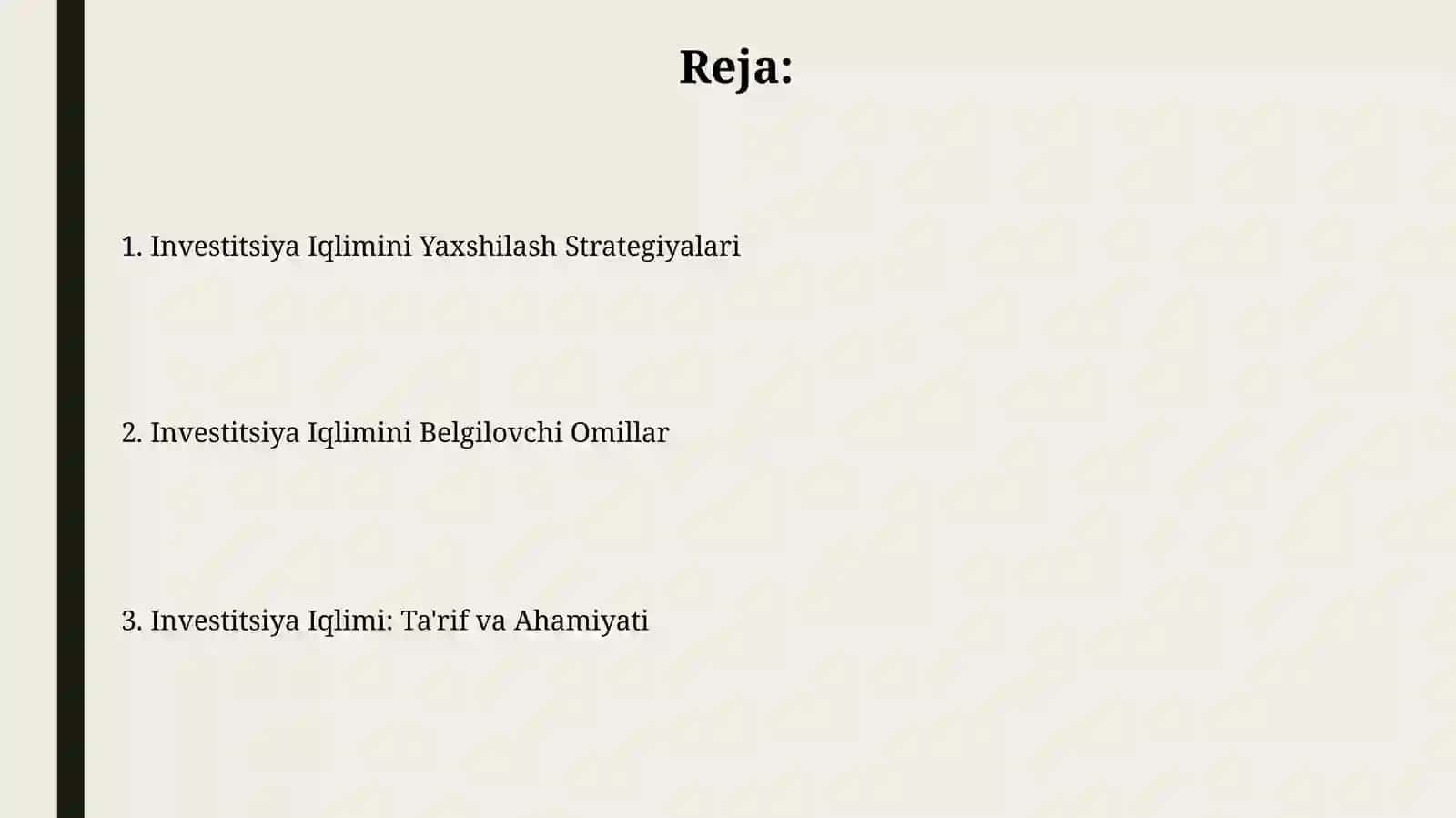 Investitsiya muhiti va unibelgilovchi omillar 2