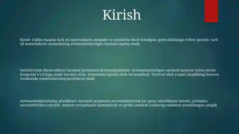 Sochiluvchan Materiallarni Saralash Jarayonini Avtomatlashtirish 2