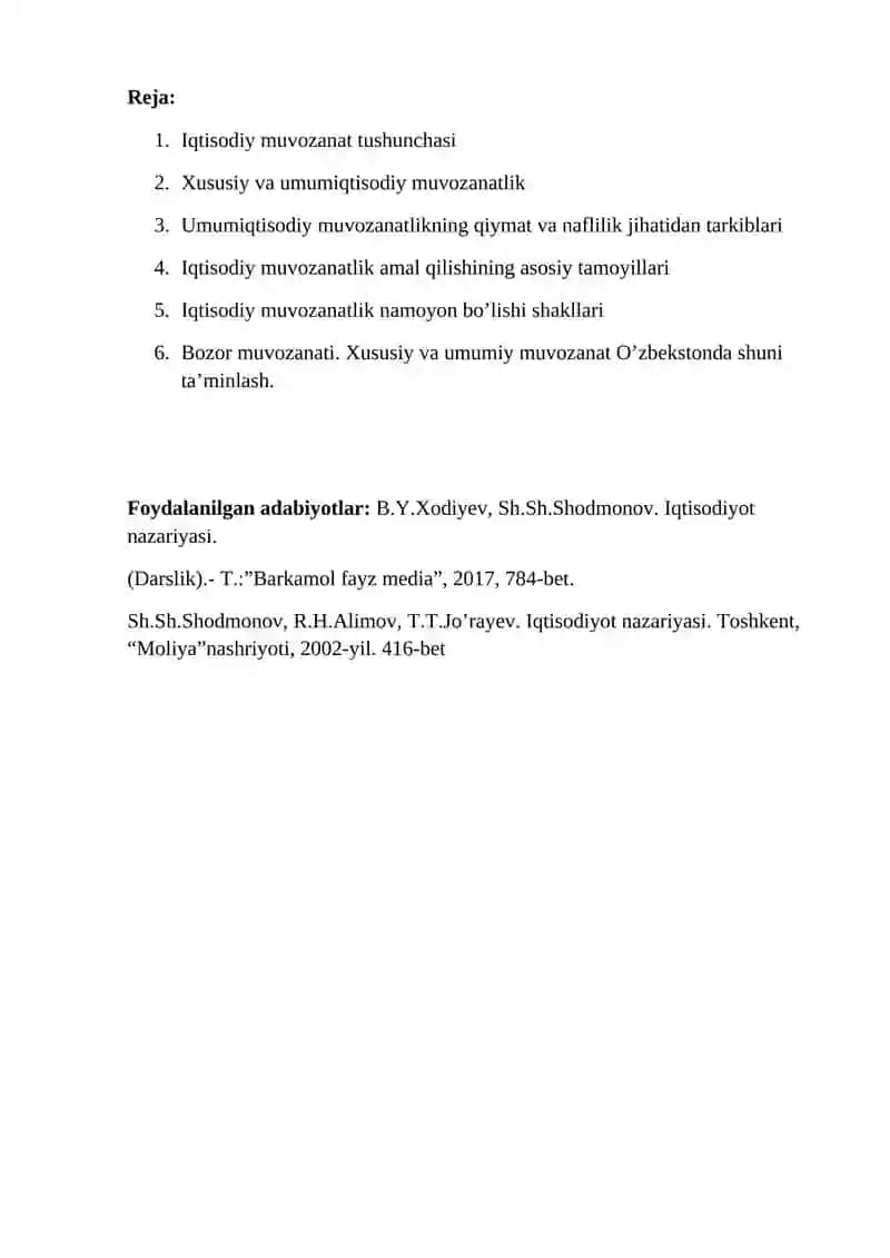 Iqtisodiyot nazariyasi fanidan 2