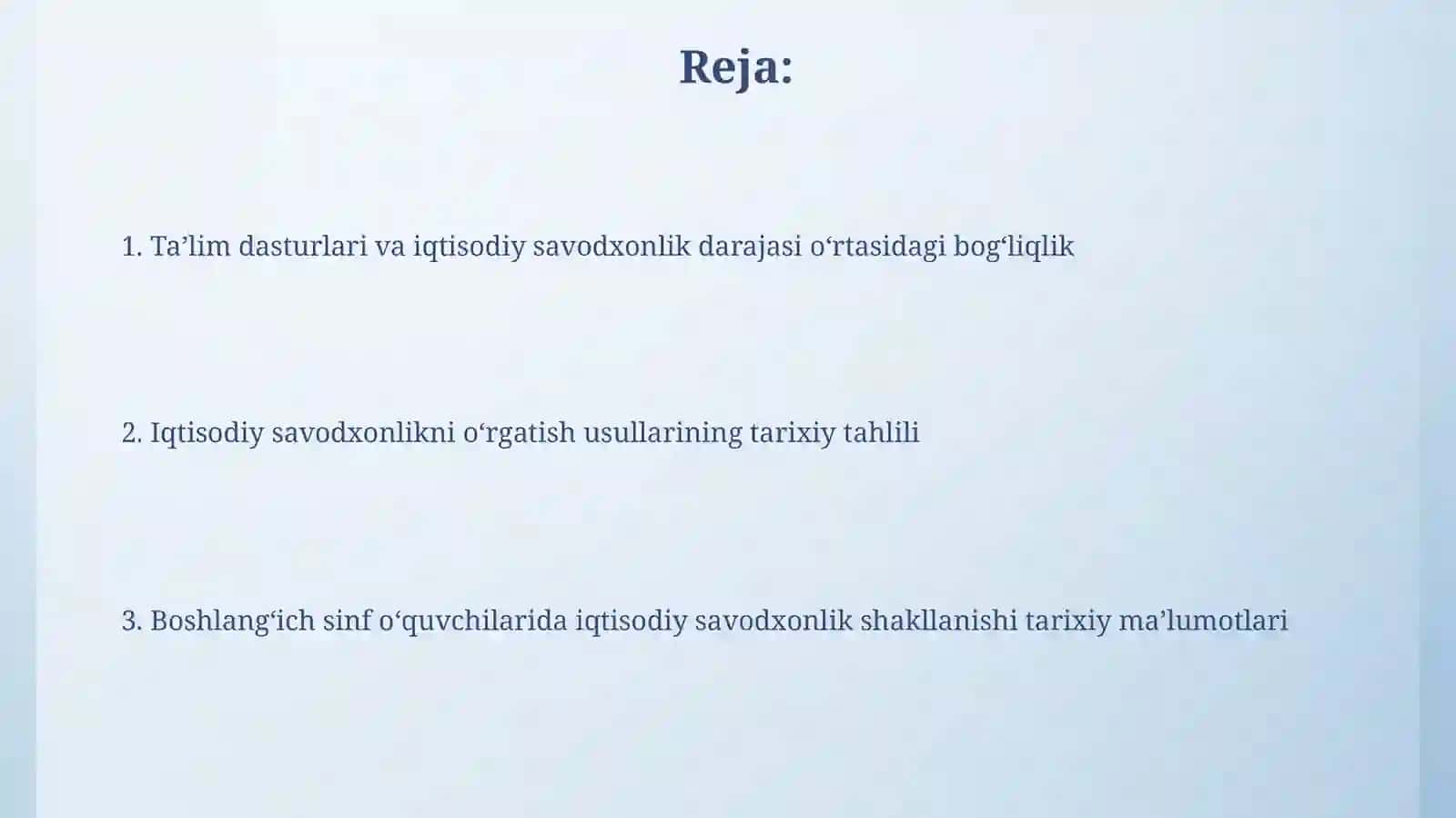 Boshlanģich sinf òquvchilarida iqtisodiy savidxonlikni shakllantirishga oid tarixiy ma'lumotlar 2