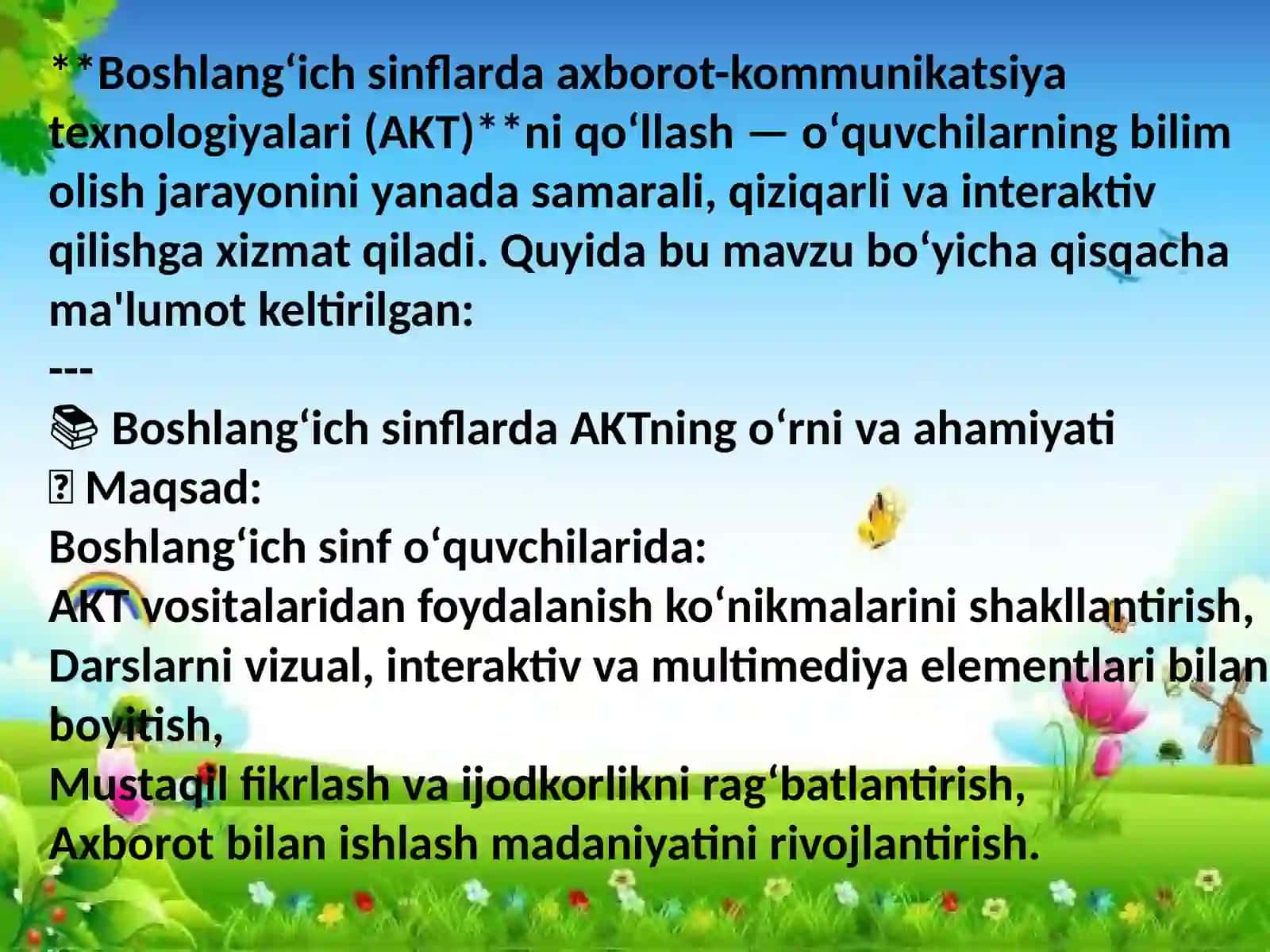 Boshlangʻich sinflarda AKT 2