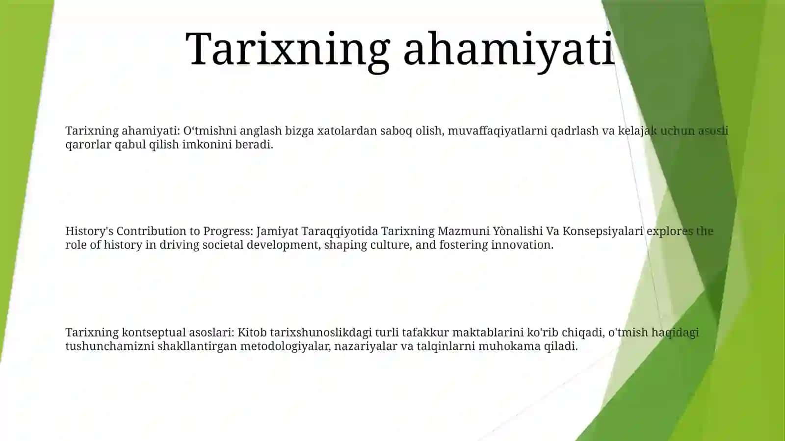 Jamiyat Taraqqiyotida Tarixning Mazmuni Yònalishi Va Konsepsiyalari 2