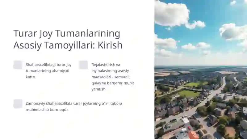 Shahar Turar Joy Tumanlari va Kichik Tumanlarni Rejalashtirish va Loyihalash 2