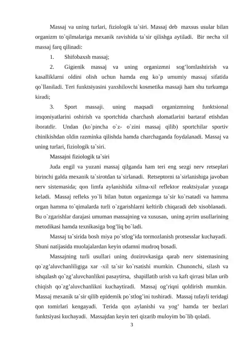 Massajning-fiziologik gigiеnik asoslari hamda sport shikastlanishlarida qo`llanish xususiyatlari 2