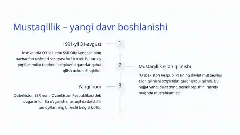 Mustaqillik – yangi davr boshlanishi 2