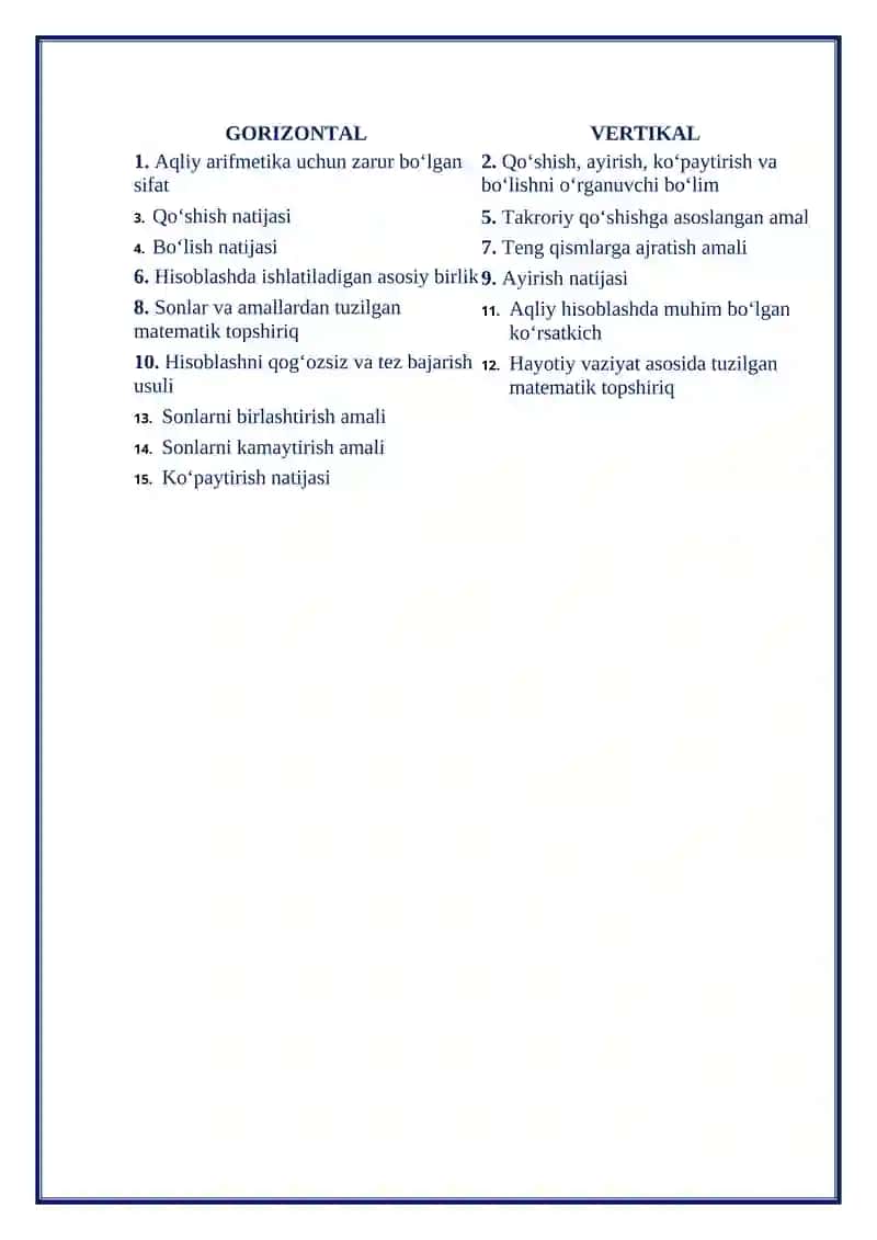 Aqliy arifmetika tushuntirish metodi 2