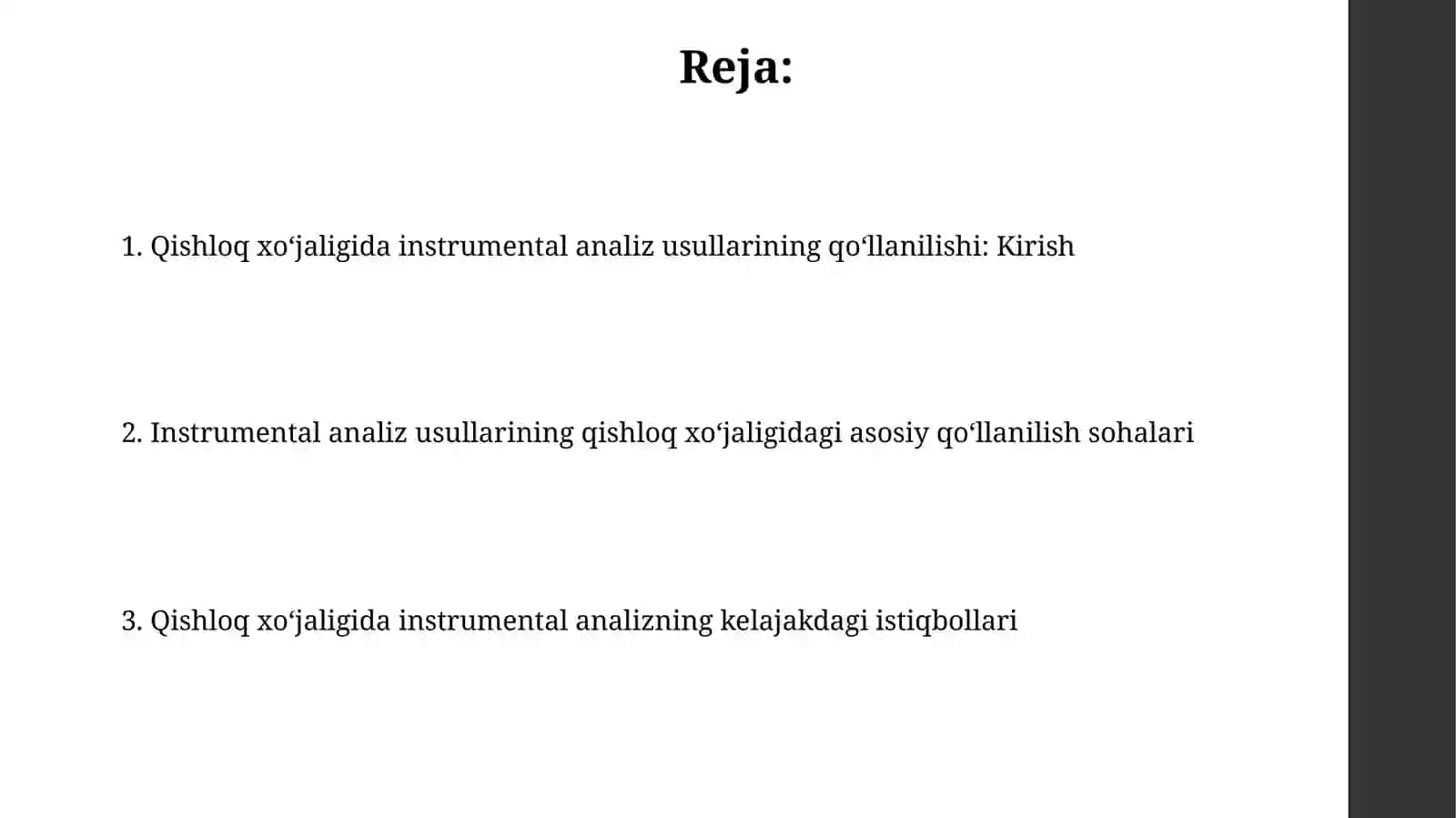 Qishloq xo'jaligi turli soxalarida taxlilning instrumental metodlarini qo'llash 2
