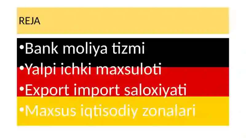 Germaniya iqtisodiyoti yalpi ichki maxsuloti bank tizmi 2