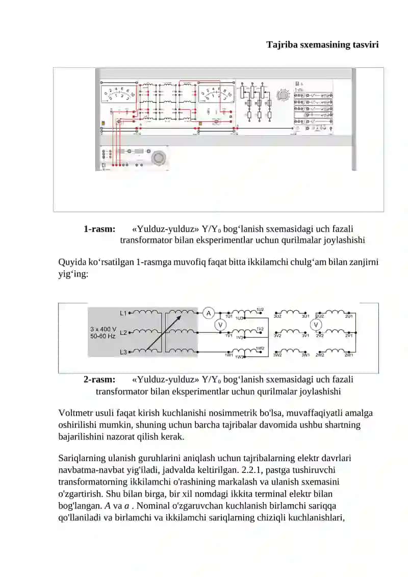 Uch fazali transformator va eksperiment asboblari 2