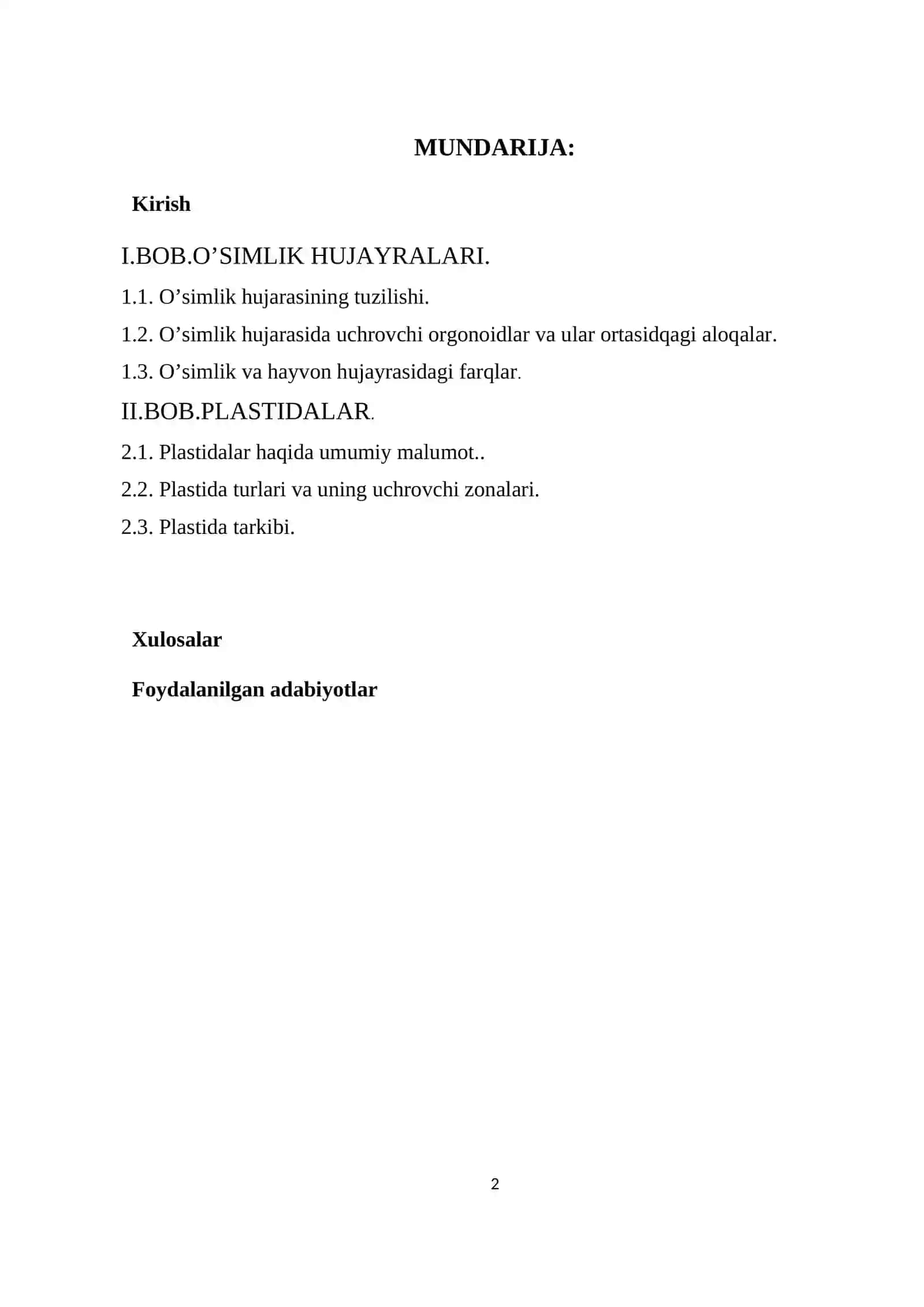 O’simliklar hujayrasi.Plastida va ularning turlari 2