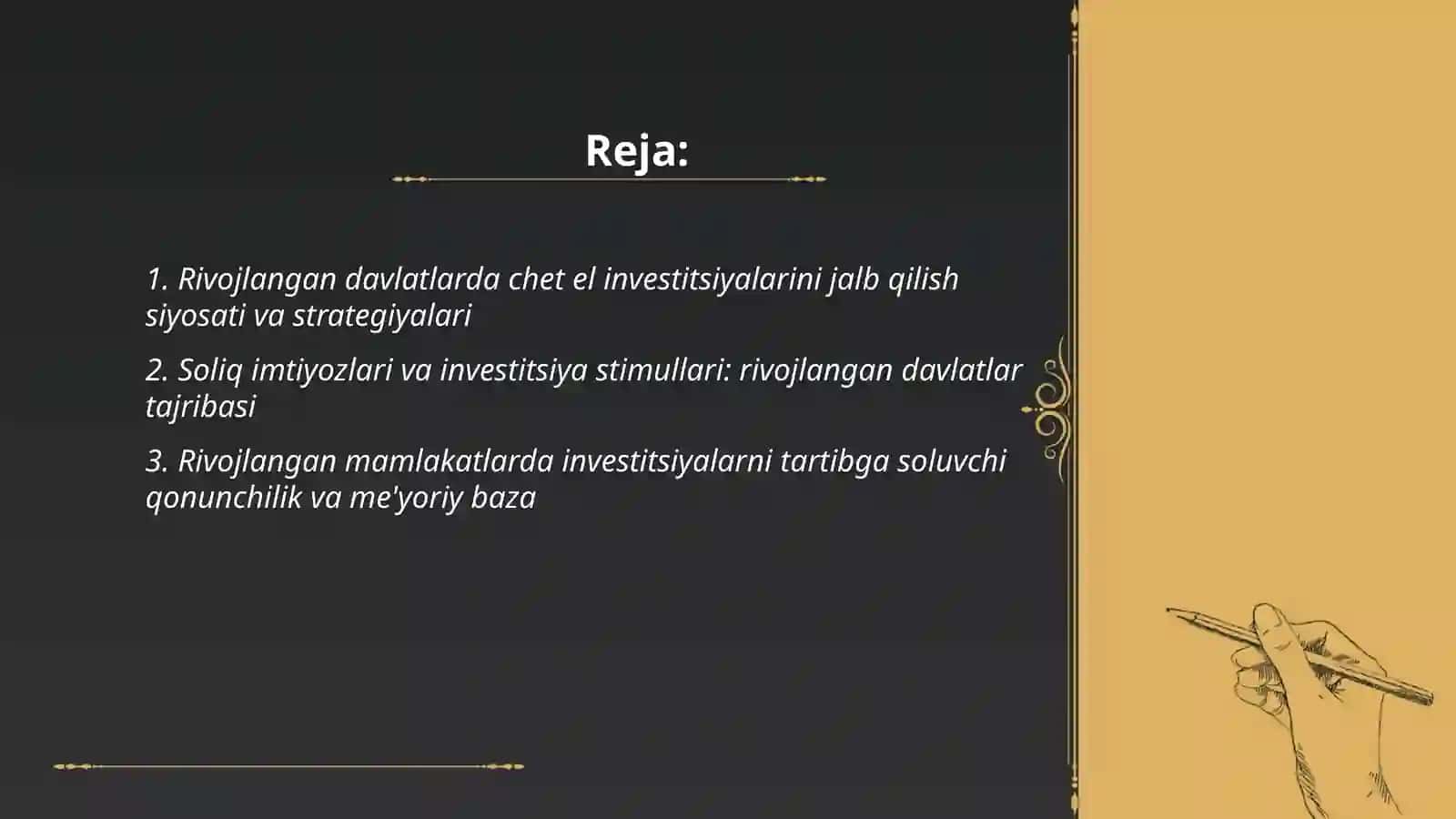 Rivojlangan davlatlarning investitsiya siyosati 2