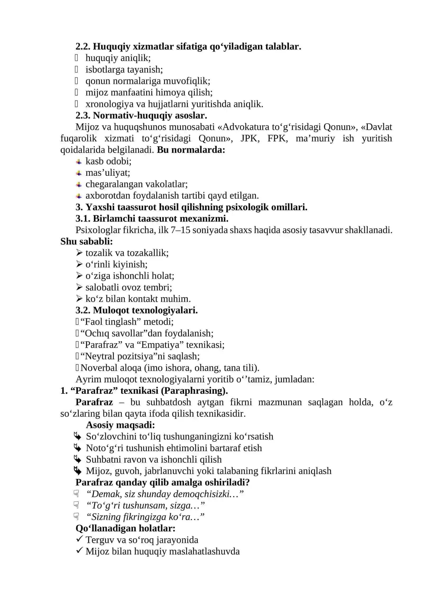 Hamkorlar va mijozlarda yaxshi taassurot hosil qilish usul va talablari 2
