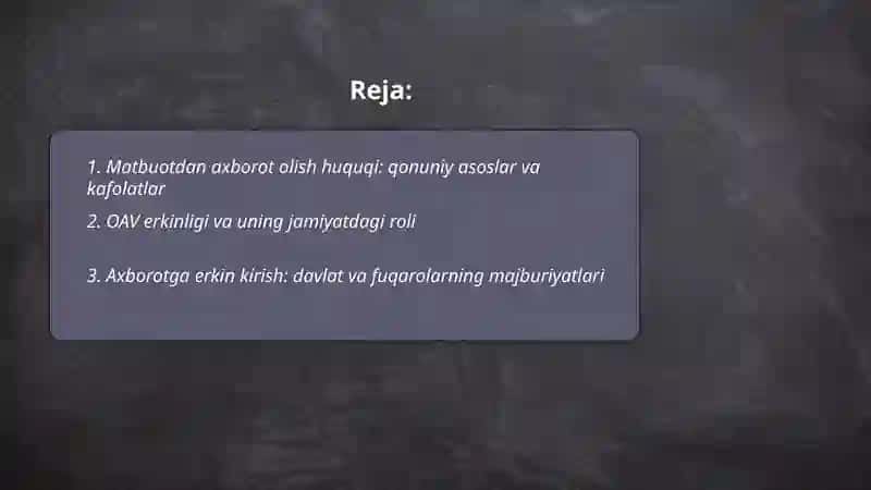 OAV erkinligi va uning jamiyatdagi roli 2